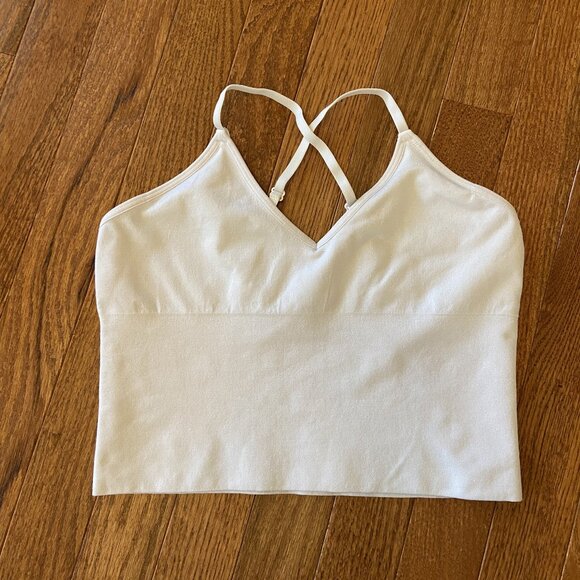 Itzon White Criss Cross Back Top crop top yoga sports bra - Picture 1 of 5